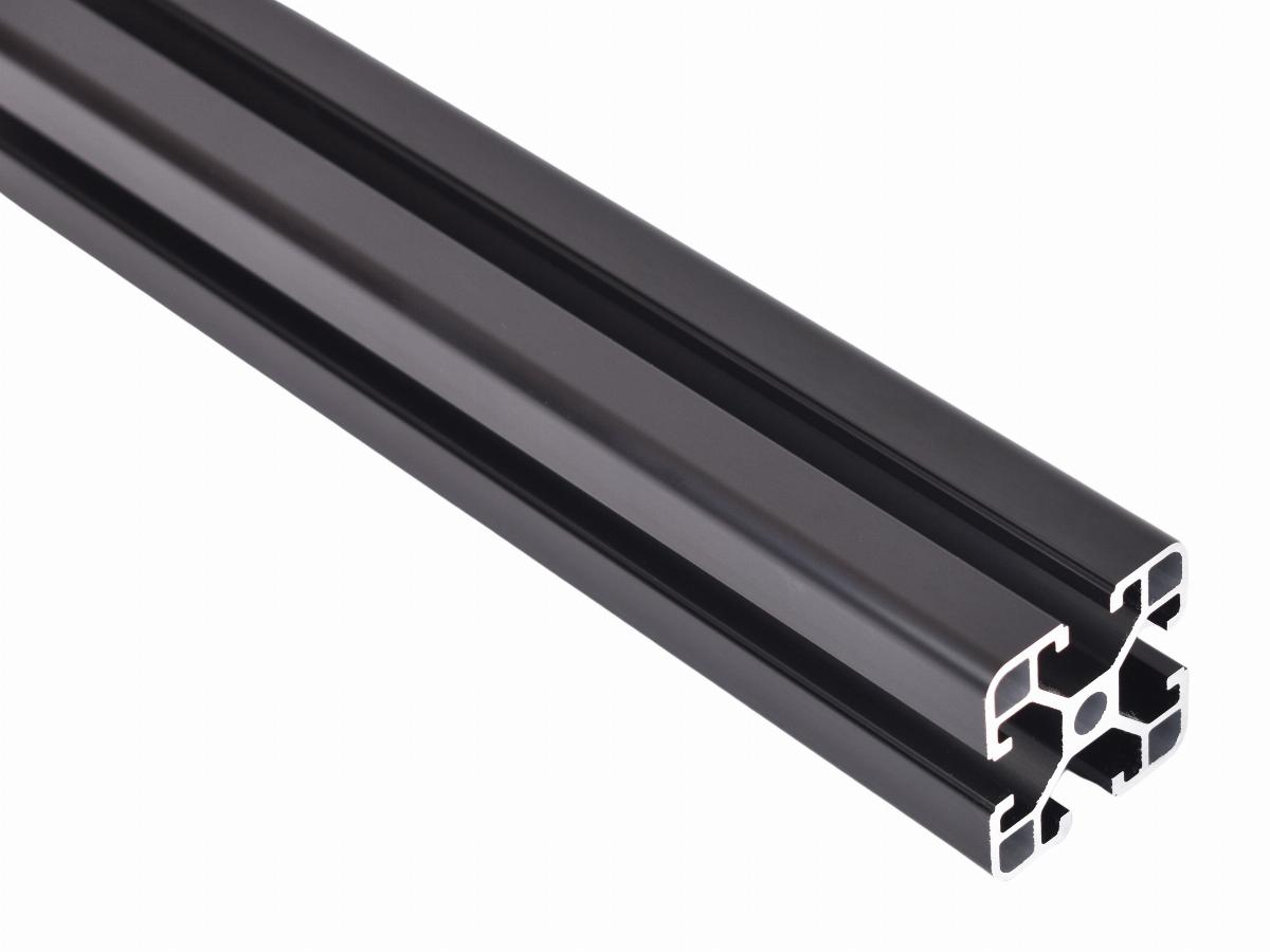 T-spor aluminium profil, 40x40mm, lett, svart